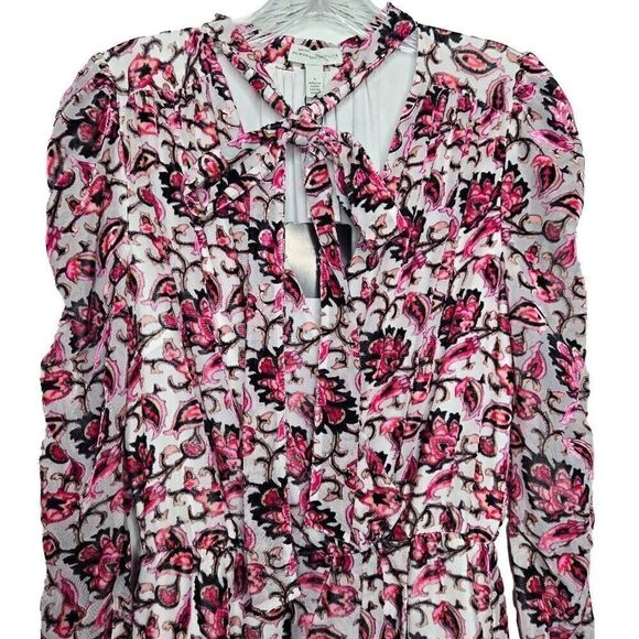 ML Monique Lhuillier Floral Printed Burnout Velvet Mini Dress Size 6 - Picture 5 of 12